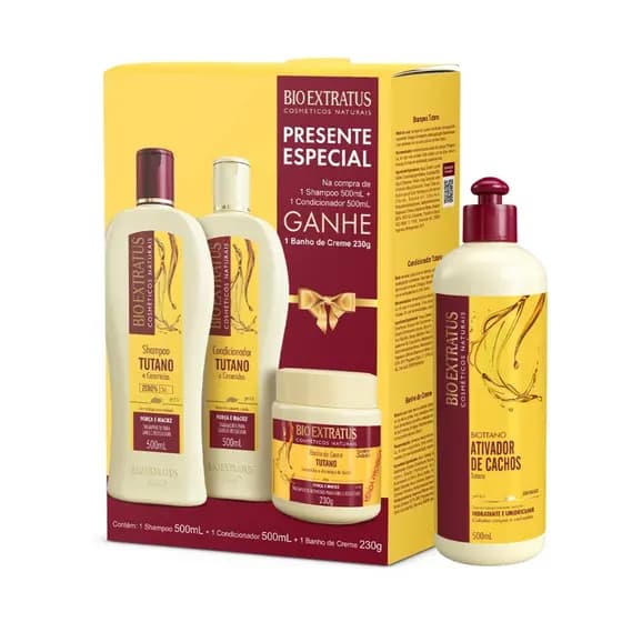 Kit Bio Extratus Tutano Sh 500ml + Cond 500ml + Creme De Tratamento 230g+Finalizador Biottano 500mL