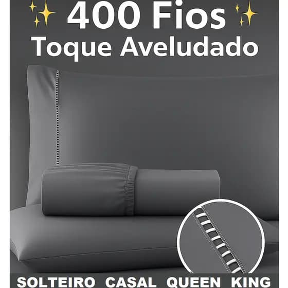 Jogo De Lençol 400 Fios Solteiro Casal Queen King 3 Peças Percal