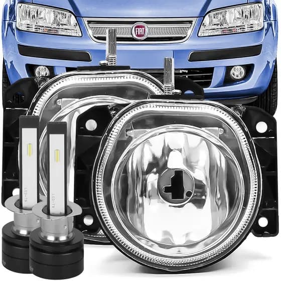 Par Farol Milha Idea 2004 A 2010 Auxiliar Neblina + Kit Lâmpada Ultra Super Led 6000K 7200lm