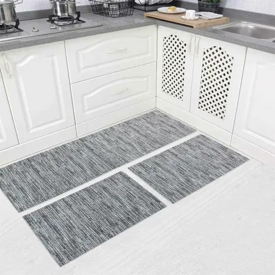 Kit Tapete De Cozinha Antiderrapante Genova Cinza