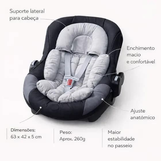 Colchonete Redutor Anatômico para Bebê Conforto – 100% Algodão, Macio e Respirável