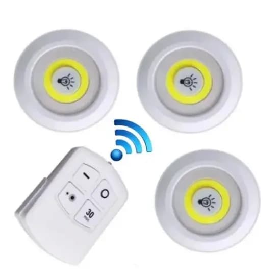 Kit Lâmpada Luminaria Led Spot Sem Fio Controle Remoto