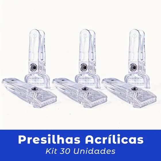 30 unidades de Presilhas P/ Cabides e Cruzetas Transparentes Acrílicas
