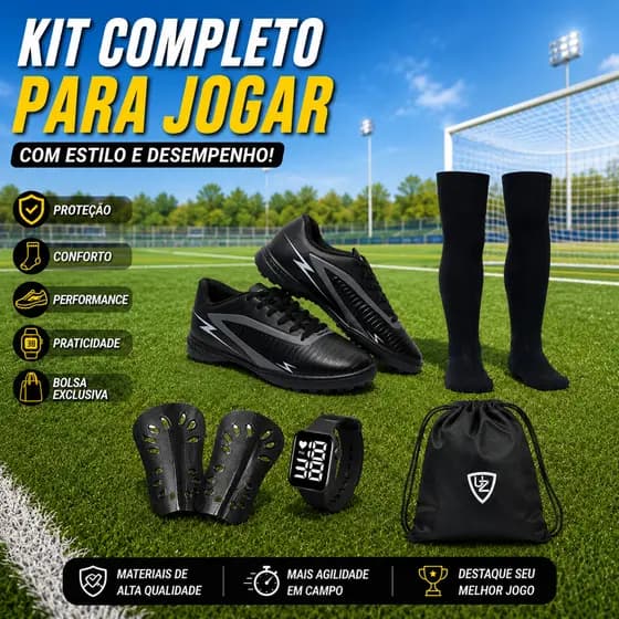 Chuteira Society Striker Gramado Sintético Original Uzze Sport Meião Mochila Caneleira Relógio