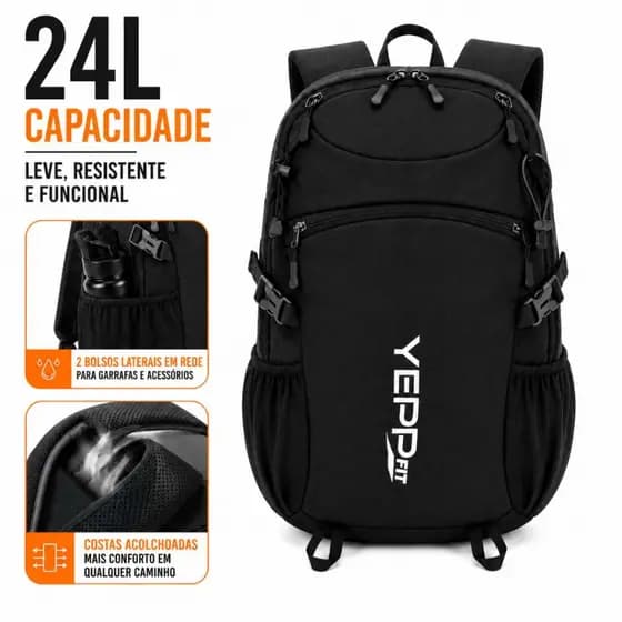 mochila 24L Esportiva academia camping trilha com apito acolchoada Unissex