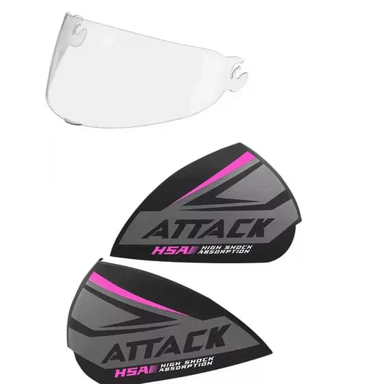 Viseira Original + Tampa Lateral Rosa Para Capacete Pro Tork Attack Hsa