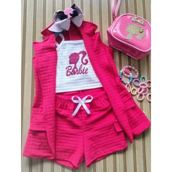 conjunto infantil menina BARBIE blogueirinha , festa , casual , verão