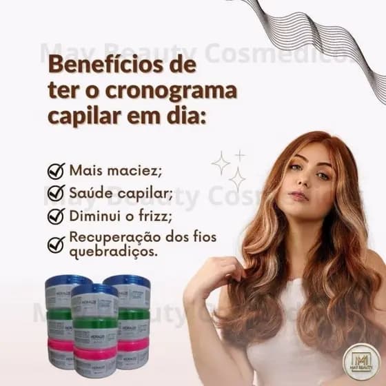 Cronograma Capilar Profissional Máscara Hidratação Nutrição Reconstrução + Pente