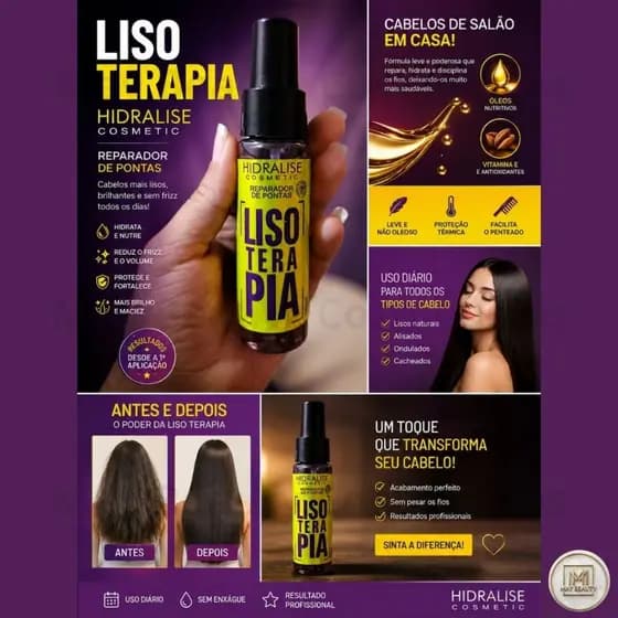 Reparador de Pontas Profissional Lisoterapia 60ml Óleo Finalizador com Proteção Térmica