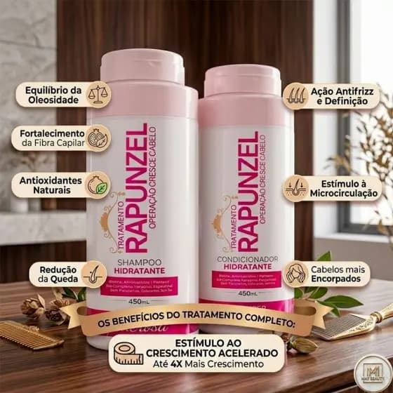 Shampoo e Condicionador Rapunzel Hidratante Crescimento Capilar 450ml