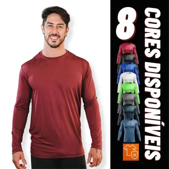 Camisa Proteção UV Masculina Camiseta Segunda Pele Blusa Manga Longa Academia Treino Praia Piscina