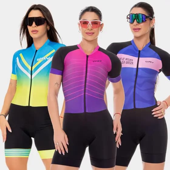 Macaquinho Ciclismo Feminino Macacão Forro Gel Alta Densidade Almofadado Roupa Bike Pedal Mtb