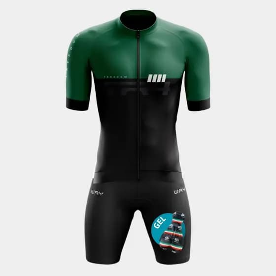 Conjunto Masculino de Ciclismo Camisa Bermuda Gel Premium TR4 Slim Ciclismo Pedalar
