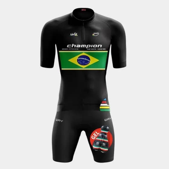 Kit Conjunto Ciclismo Masculino Gel Camiseta Bermuda Acolchoada Roupa Bike Pedal Mtb