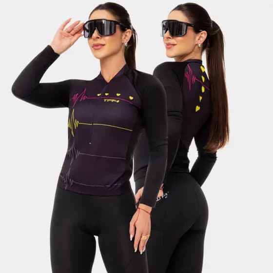 Blusa de Ciclismo Feminina Camisa Manga Longa Inverno Frio com Proteção Solar Uv