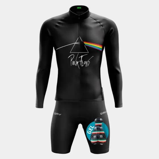 Conjunto Ciclismo Masculino Camisa Camiseta Manga Longa Inverno Bermuda Acolchoado Gel Bike Pedal