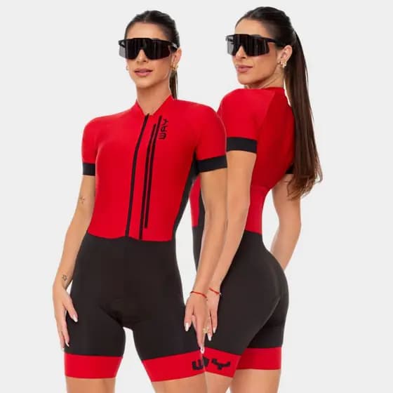 Macaquinho Macacão Ciclismo Feminino Bike Alta Densidade Forro Em Gel Manga Curta Roupa Pedalar Mtb