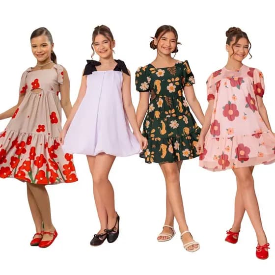 Vestido Infantil Menina Festa Mini Diva Colorido Babado Moda Juvenil