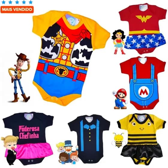 Promoção Body Temático Bebê Infantil / Fantasia Mesversário - Escolha o Modelo