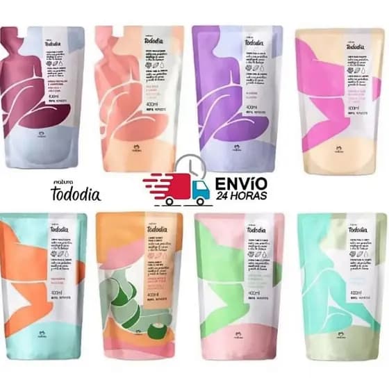 Refil Hidratante Natura Tododia 400ml ou 200ml: Cereja e Avelã, Macadâmia, Algodão, Ameixa e Baunilha