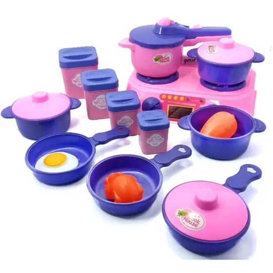 Cozinha Divertida 12 Brinquedos Faz De Conta Menina Play Cooker Panela Ovo Panela De Pressão Fogão
