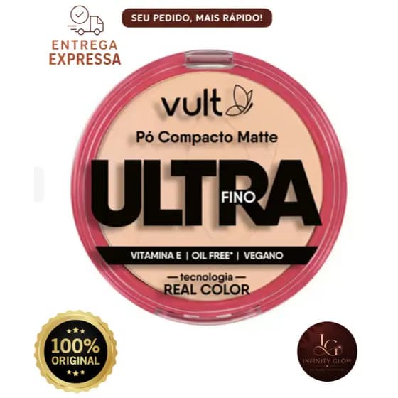 Pó Compacto Matte Vult 9g com Efeito Matte e Cobertura Uniforme