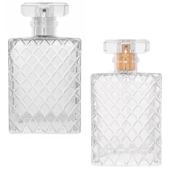 Kit Frasco Porta Perfume Listrado 100ml C/ Válvula Tampa Luxo Prata Dourado Rosca 15/410