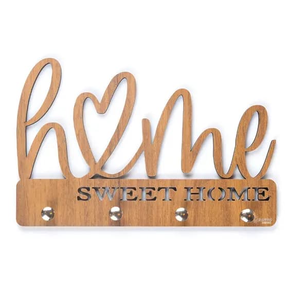 Porta Chave Parede home sweet home amadeirado Decoração
