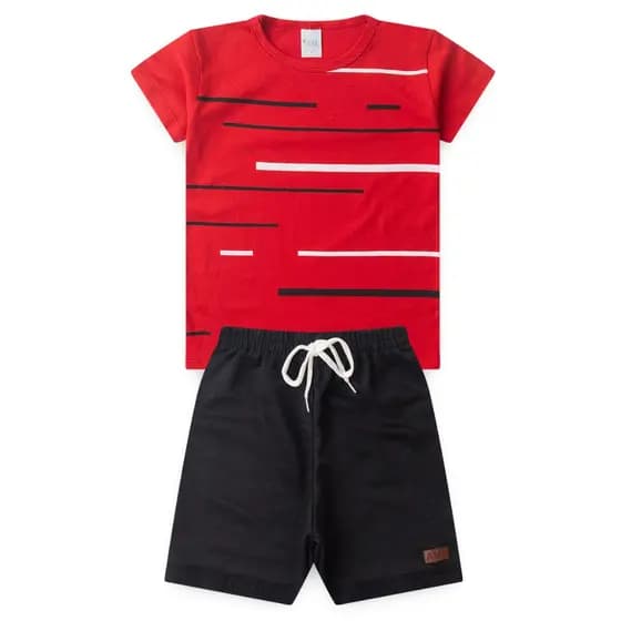 Conjunto Infantil Menino Roupa de Criança masculino Bermuda e Camiseta Atacado Barato L26