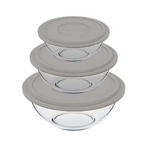 Conjunto de Tigelas Marinex da Nadir 3 Peças Vidro com Tampa