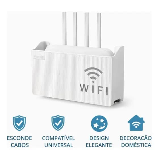 Suporte de Roteador Wifi Parede Adesivo Universal Modem Premium