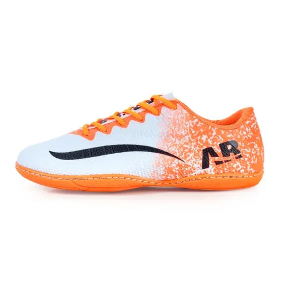Chuteira Futsal Unissex AR Arena Branco Laranja – Alta Aderência na Quadra