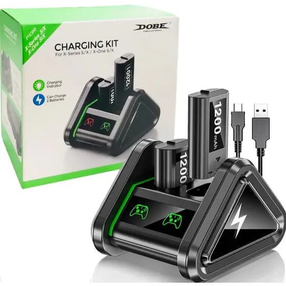 Base Carregador 2 Bateria 1200Mah Para Controle Compatível Xbox Series / One X / S TYX0672S Dobe