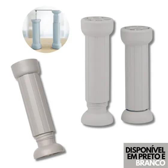 Kit 4 Pés Cozinha/Armario/Gabinete Plástico Reguláveis Diversos Tamanhos Preto ou Branco