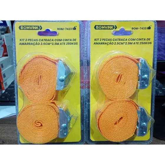 kit 2 peças catraca com cinta de amarração 2.5cm 2.5M até 250KGS