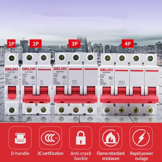 Estoque Pronto 1P 2P 3P 4P 1P + N MCB 1A 6A 10A 20A 32A 50A 63A Interruptor De Ar Do Disjuntor Em Miniatura Com Certific