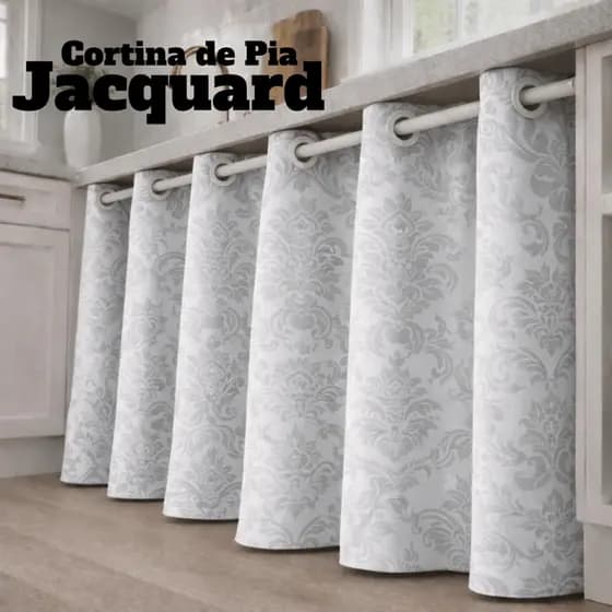 Cortina de Pia de Cozinha Jacquard 1,30 largura x 0,80 altura Decoração Todas com ILHOS