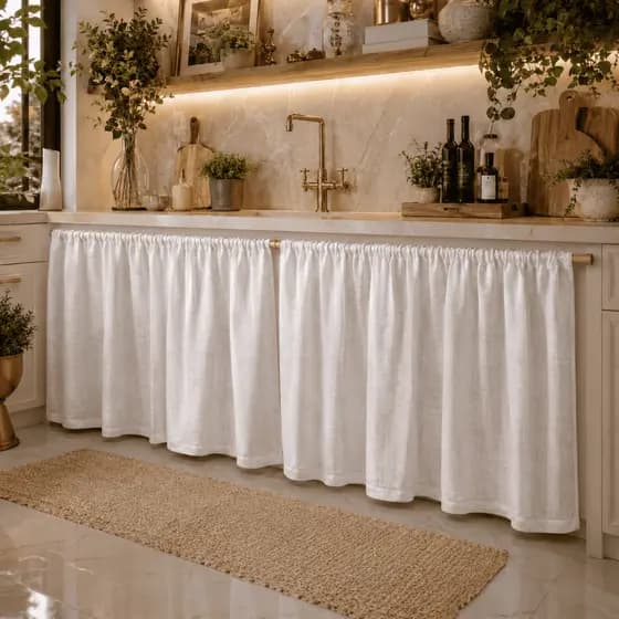 Cortina de Pia Voil Linho Flame 2,80m x 0,80cm Cozinha