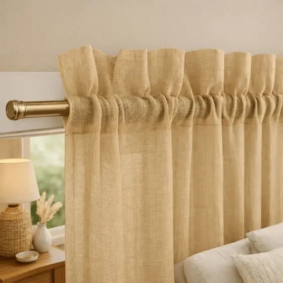 Cortina Linho Flame 4,00 Largura x 2,90 Altura Para Varão Passante Sala, Quarto Gaze