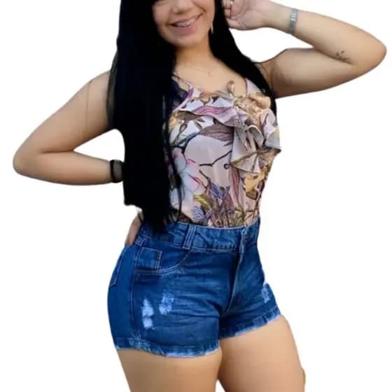 Short Jeans Feminino Cintura Alta Destroyed