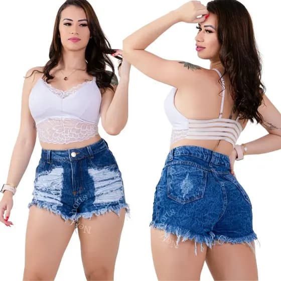 Kit Lote C/ 10 Short Jeans Feminino Cintura Alta Revenda Atacado