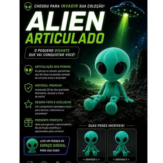 Alien Et Articulado - Decoração Colecionável