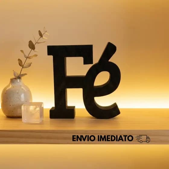 Letreiro Fé Palavra Decorativa Decoração Texto 3D Letreiro
