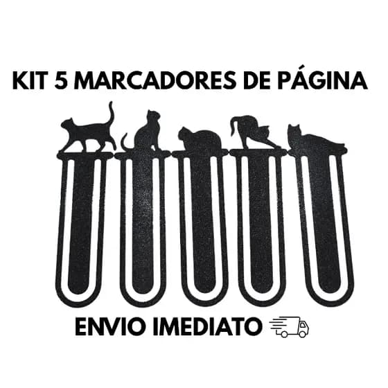 Kit 5 Marcadores De Página Gatinho