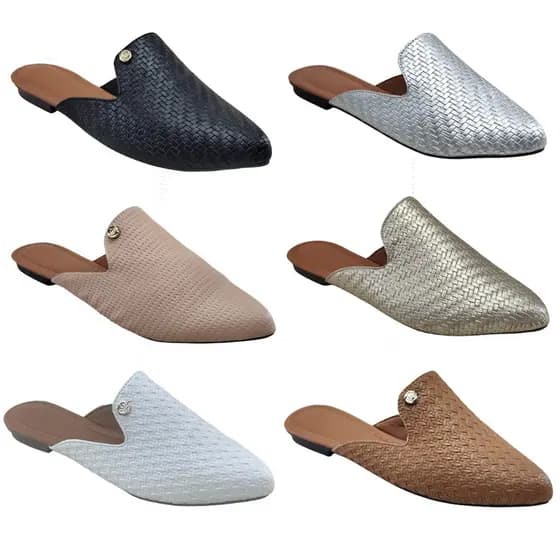 Kit 2 Mule Feminino Rasteira Bico Fino Numeração Especial 33-44 Rasteirinha Slide Chinelo Sandália