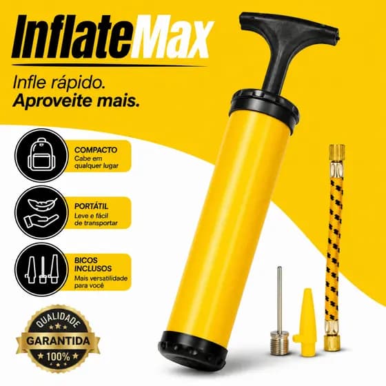 Bomba de encher Manual Portátil 24cm Inflador de Ar Rápido Bicos para Bolas Boias Colchões Infláveis e Brinquedos