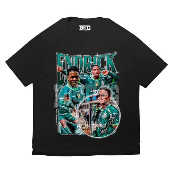 Camisa Básica Camiseta Endrick Felipe Promessa Ídolo Real Campeão Futebol Unissex Bootleg Oficial