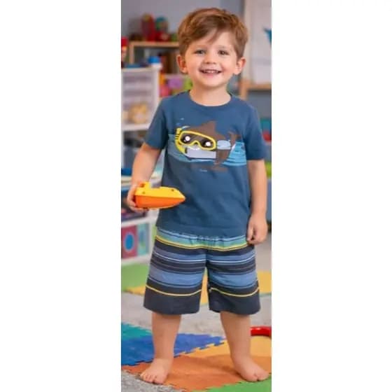 Conjunto Infantil Menino Ocean Explorer Elian Mescla Azul Marinho