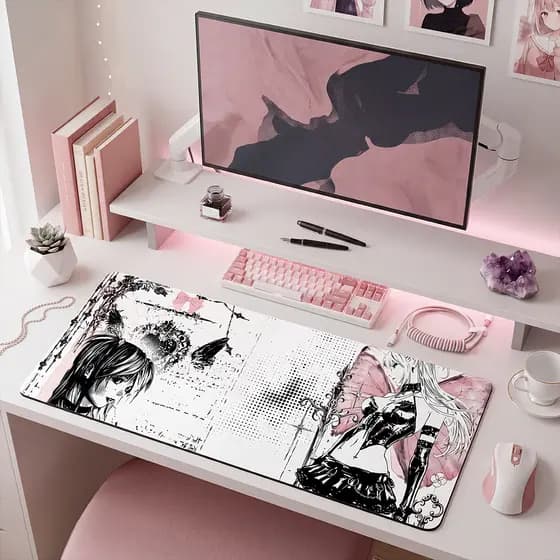 Mouse Pad Gamer Personalizado Death Note Grande RGB Anime Exclusivo 80x30cm Confortável e Preciso