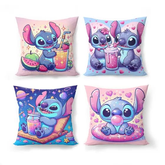 4 Capas de Almofadas Inspiradas em Lilo & Stitch